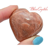1 PEACH MOONSTONE Heart Stone Polished for Feminine Wisdom 