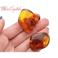 1 Red Amber Polished Stone 5 gm Genuine Mayan Golden