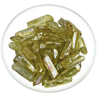Cluster of pale green Golden Aura Quartz Points with prismatic crystal formations