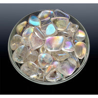 2 Medium CLEAR QUARTZ Rainbow Aura Tumbled Stone aka Opal
