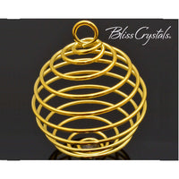 25 mm Gold Tone Spiral Cage Pendant for Crystals Tumbled 