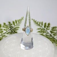 Aquamarine Sz 4.5 Marquis S.S. Ring #BC1908