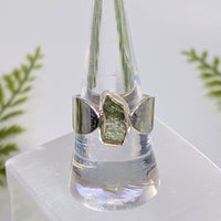 Moldavite Raw Sz 9 Organic S.S. Ring #BC1921