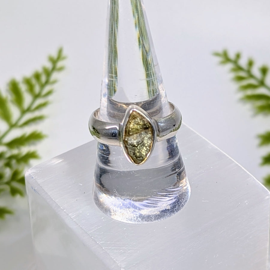 Moldavite Raw Sz 9.5 Organic S.S. Ring #BC1925