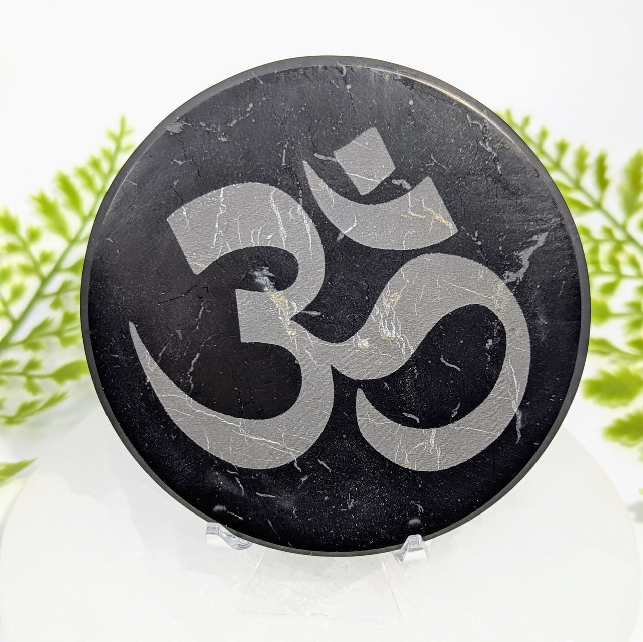 Shungite Tile Plate 3.7" with OM Etching #BC1932
