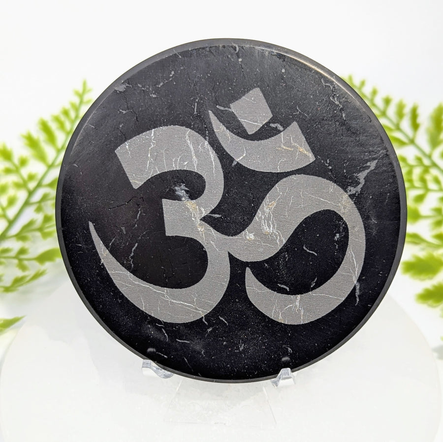 Shungite Tile Plate 3.7" with OM Etching #BC1932