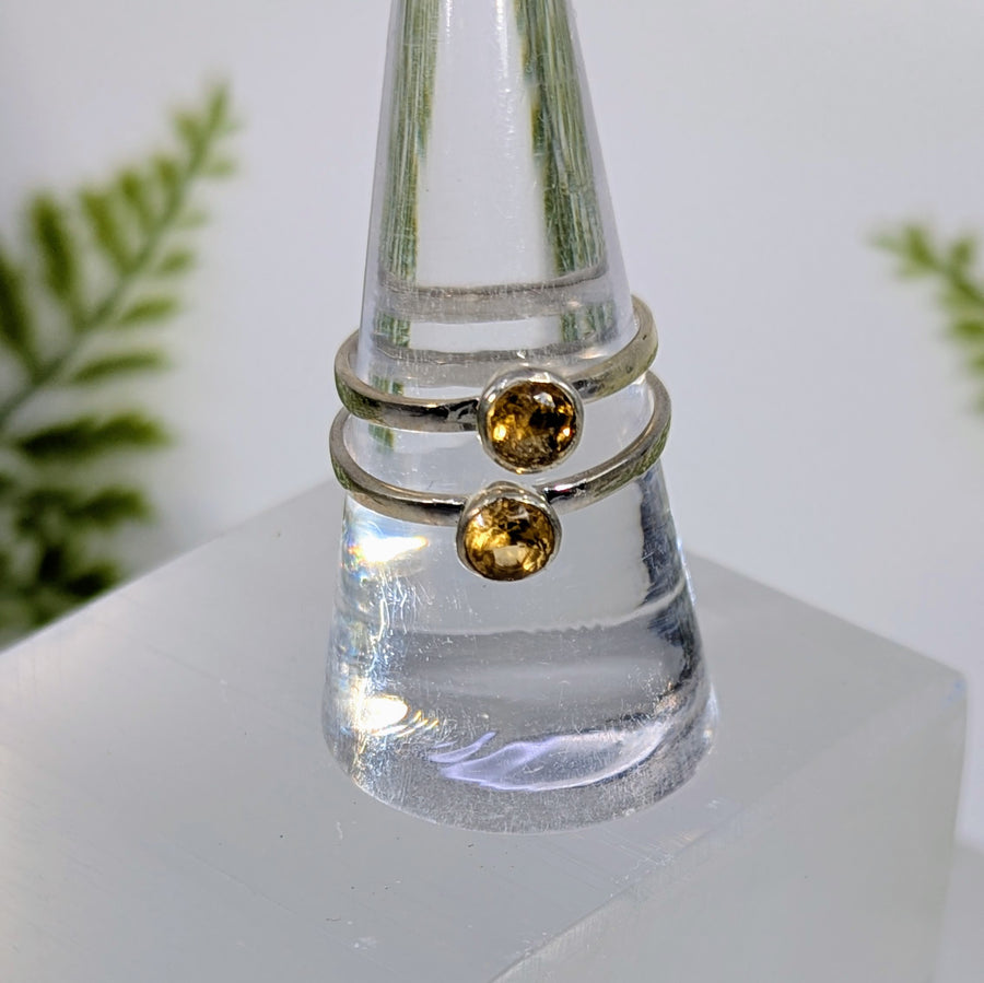 Citrine Faceted Ring  Round or Triangle Stone #BC1936