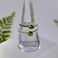 Peridot Faceted  Round S.S. Ring #BC1937