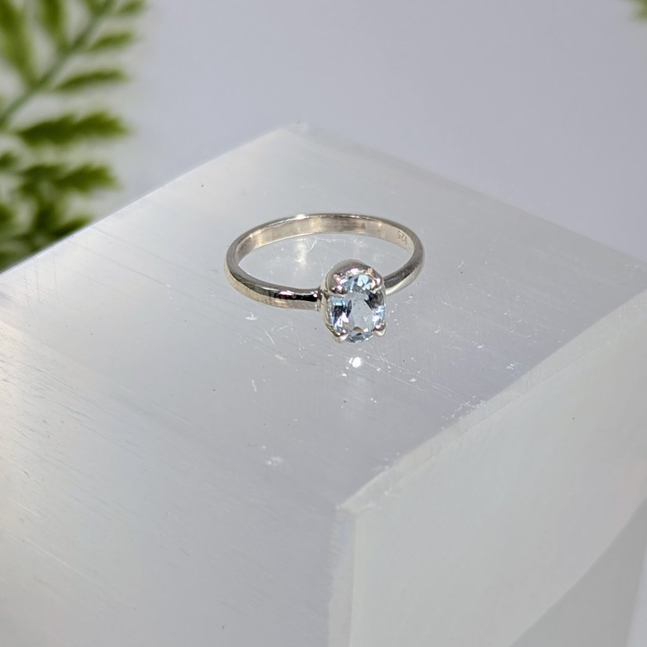 Aquamarine Faceted  Oval S.S. Ring #BC1938