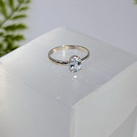 Aquamarine Faceted  Oval S.S. Ring #BC1938