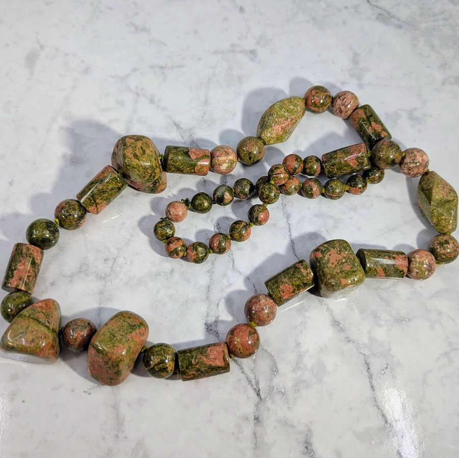 Unakite 30" Chunky Beaded Necklace #BC1750