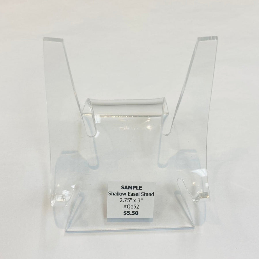 Clear acrylic display stand with product label holder for Acrylic & Metal Stands Q152
