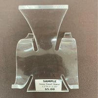 Clear plastic display stand with sample price label for Acrylic & Metal Stands Q152