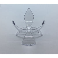 Clear glass angel ornament with geometric shapes on deep easel stand Q152