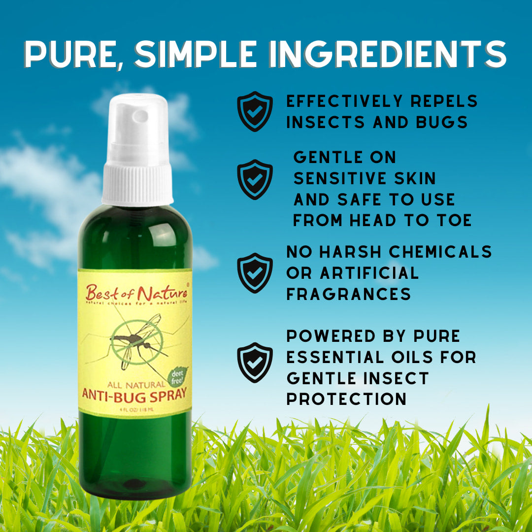 Green All Natural Anti-Bug Spray bottle with essential oils LV9558