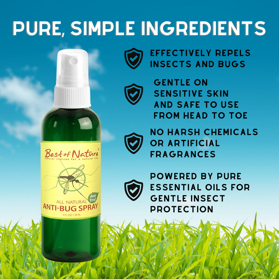 Green All Natural Anti-Bug Spray bottle with essential oils LV9558