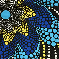 Alter Mat Set of 4 African Print #LV3760 with blue and yellow circles on a black background
