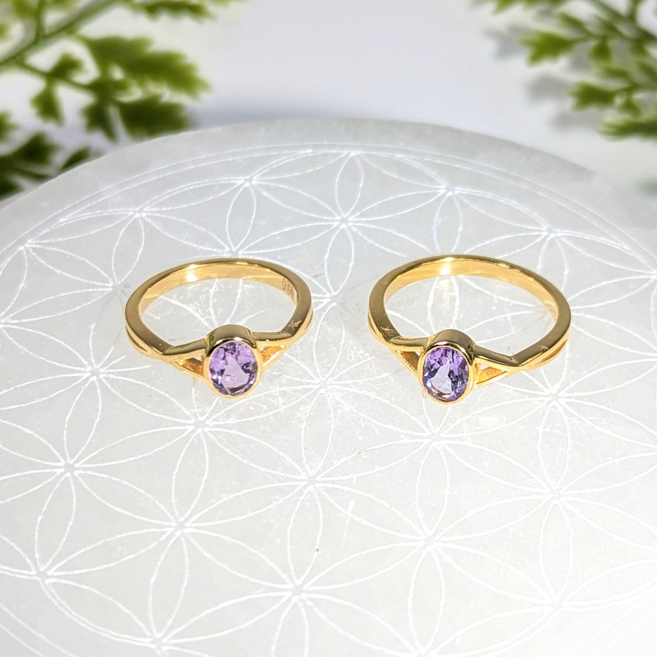 Amethyst faceted size 6.5 18k gold plated minimalist ring #BC1077