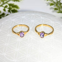 Amethyst faceted size 6.5 18k gold plated minimalist ring #BC1077