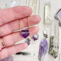 Delicate gold chain with faceted purple amethyst pendant #LV9093