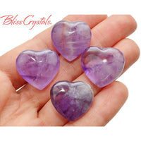 1 AMETHYST Polished Mini Heart Pocket Size Gemstone Healing 