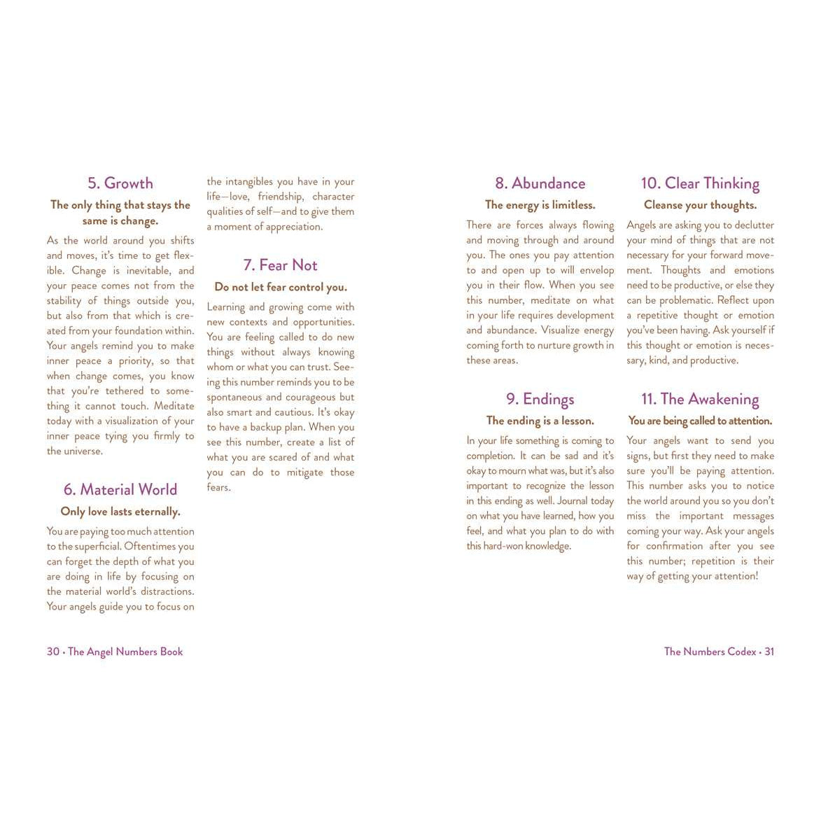 Pages of a spiritual guidance book from Angel Numbers Book by Mystic Michaela
