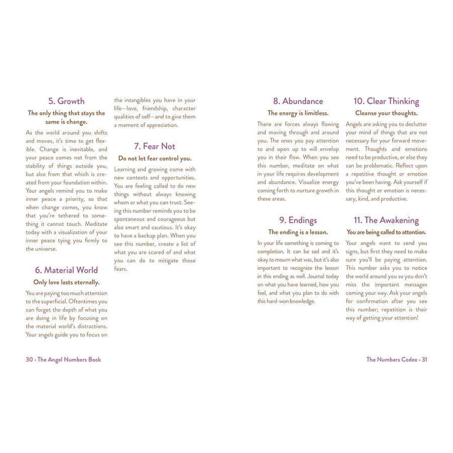 Pages of a spiritual guidance book from Angel Numbers Book by Mystic Michaela