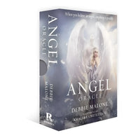 Angel oracle card deck displayed with vibrant celestial artwork in Angel Oracle by Debbie Malone