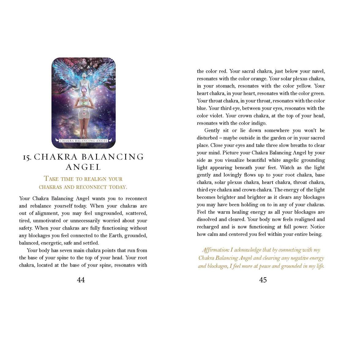 Chakra balancing angel card from Angel Oracle by Debbie Malone LV4196 showing spiritual energy