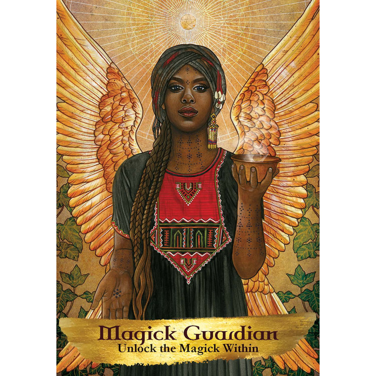 Woman with golden wings in Angels and Ancestors Oracle Deck LV9597