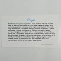 Angel Crystal Information Card featuring Rutilated Quartz and crystal information about angels