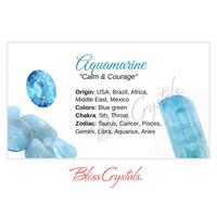 AQUAMARINE crystal information card displaying vibrant aquamarine gems #HC12
