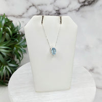 Aquamarine Faceted Necklace Sterling Silver Slider with Blue Topaz Stone on 18’ Chain
