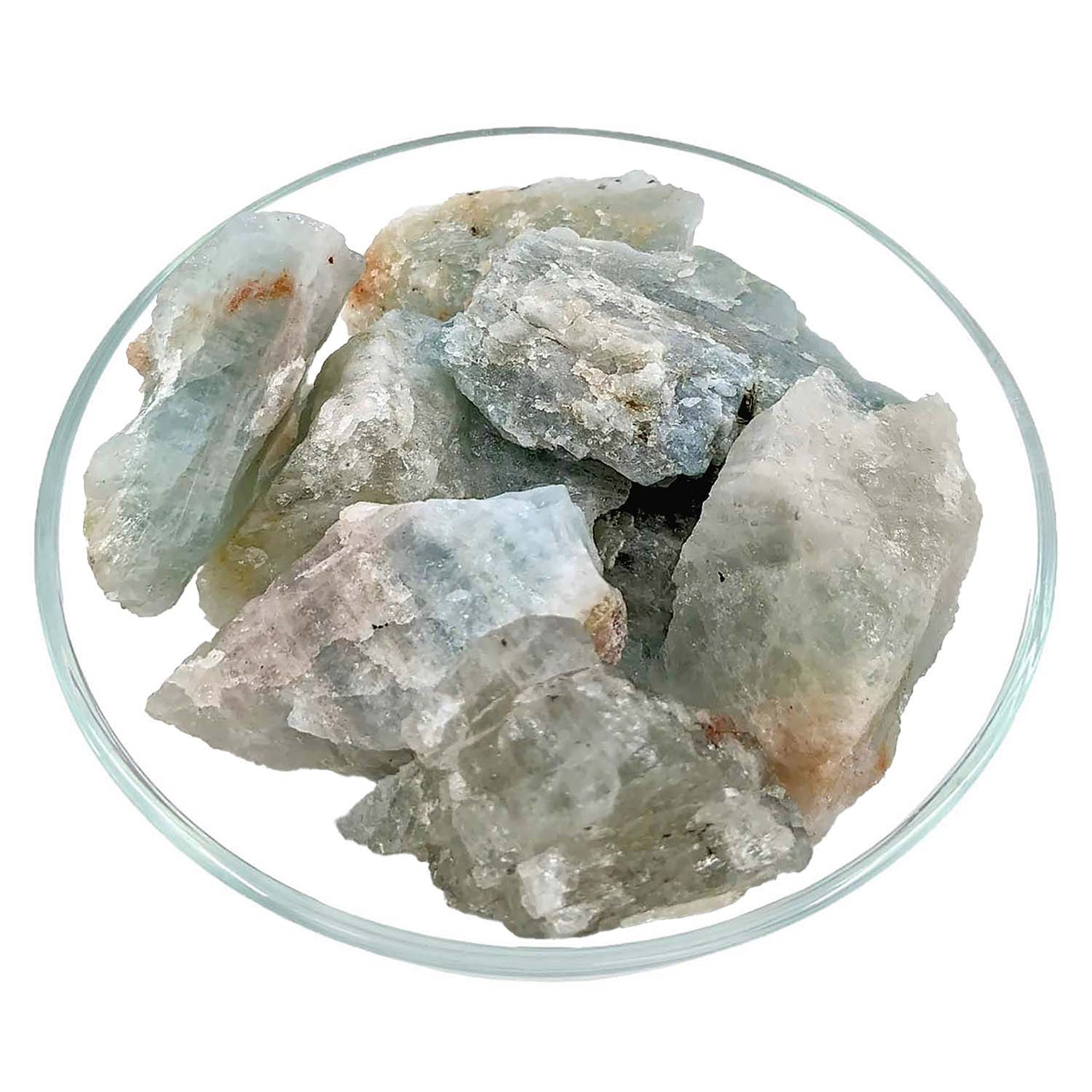 Raw aquamarine rough stone crystals in natural form for crystal enthusiasts and collectors