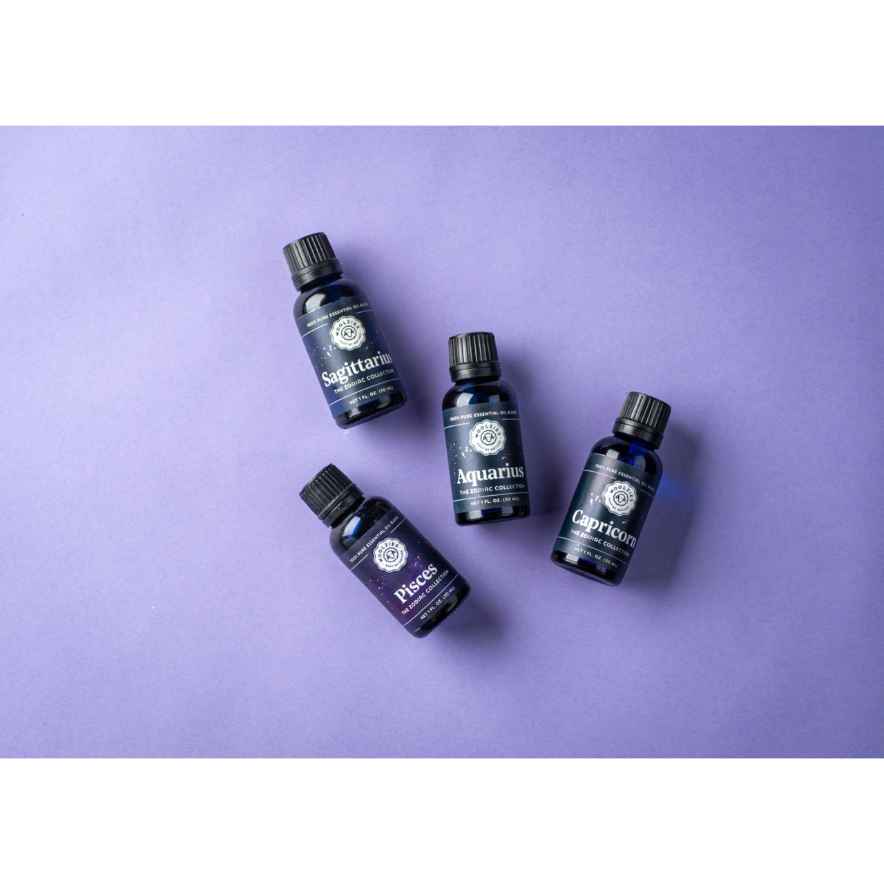 Aquarius Zodiac Essential Oil Blend in blue glass 1oz bottle LV9964