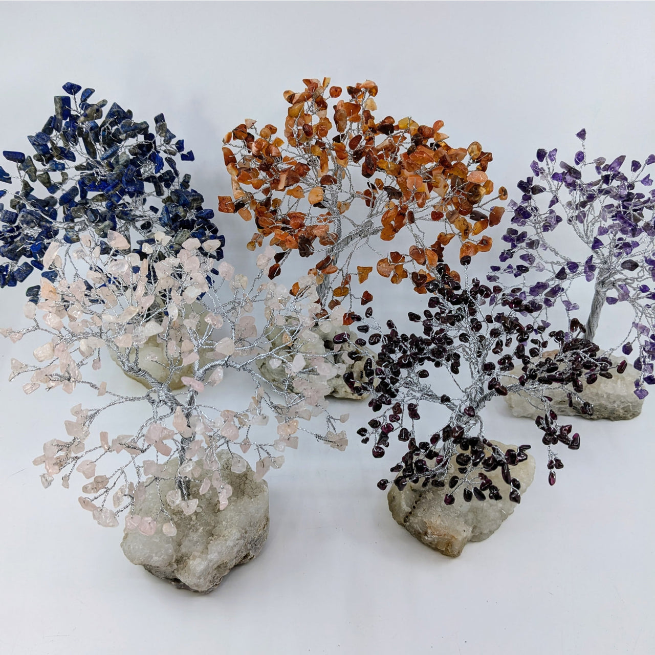 Assorted Crystal 8.5’’ Gem Tree with Gemstone Leaves on Zeolite Base for Home Décor