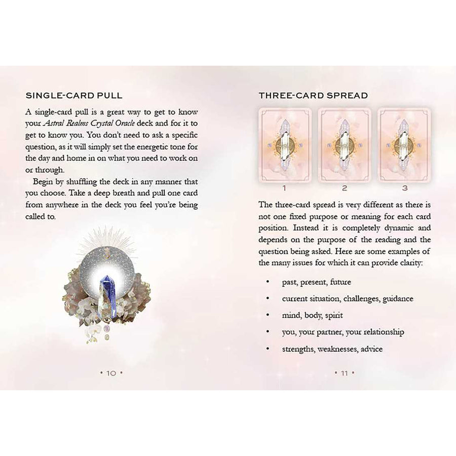 Tarot card reading guide for Astral Realms Crystal Oracle by Leah Shoman LV7314