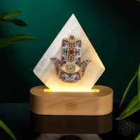 Aura Spa Selenite Hamsa Hand Mood Lamp LV9546