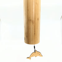 Bamboo Concert Chime 14’ bird feeder with wooden bird, ideal for seasonal decor
