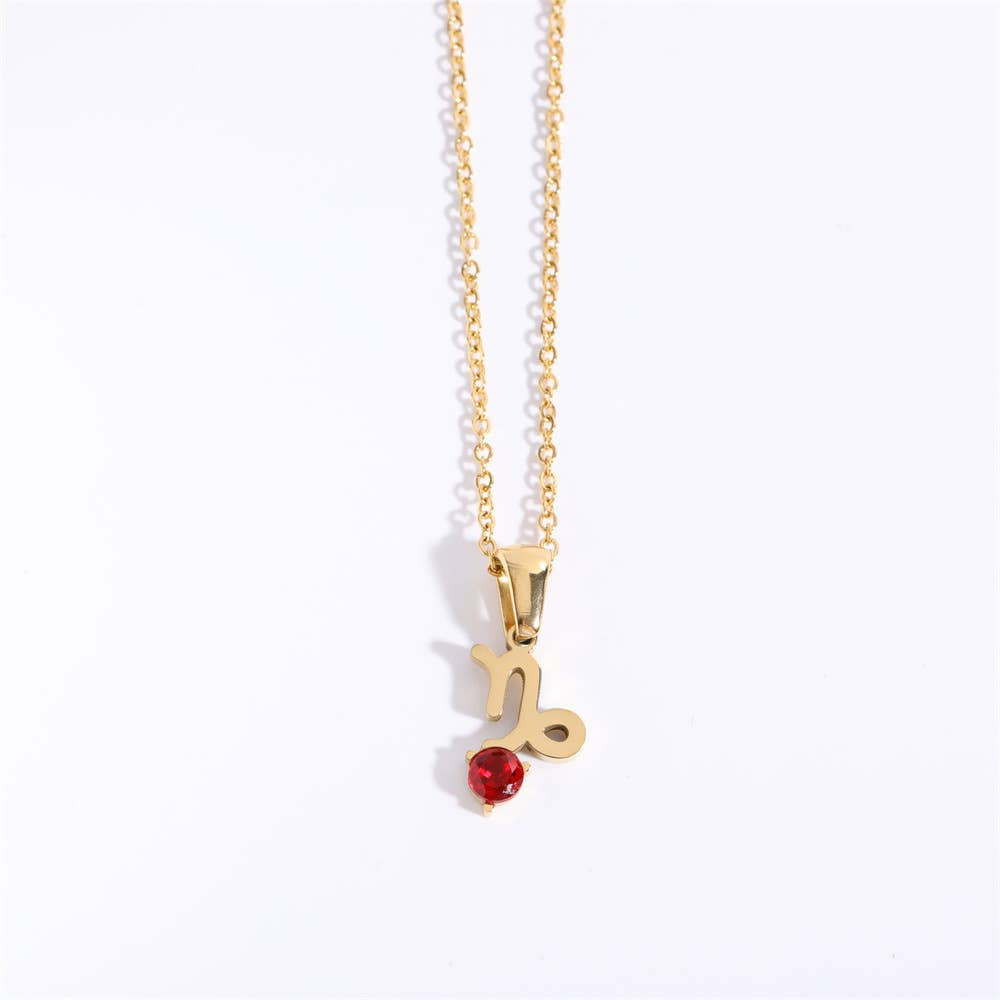 Birthstone Astrology Zodiac Necklace - You Choose Sign