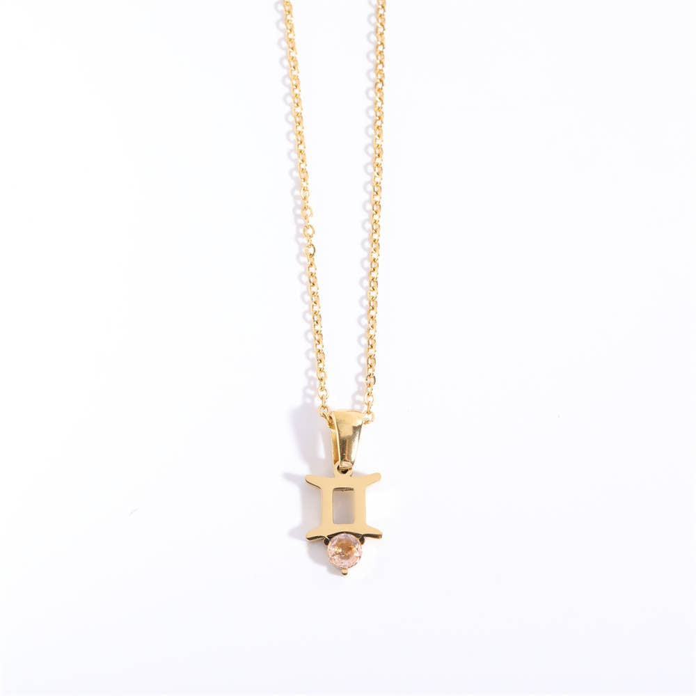 Birthstone Astrology Zodiac Necklace - You Choose Sign