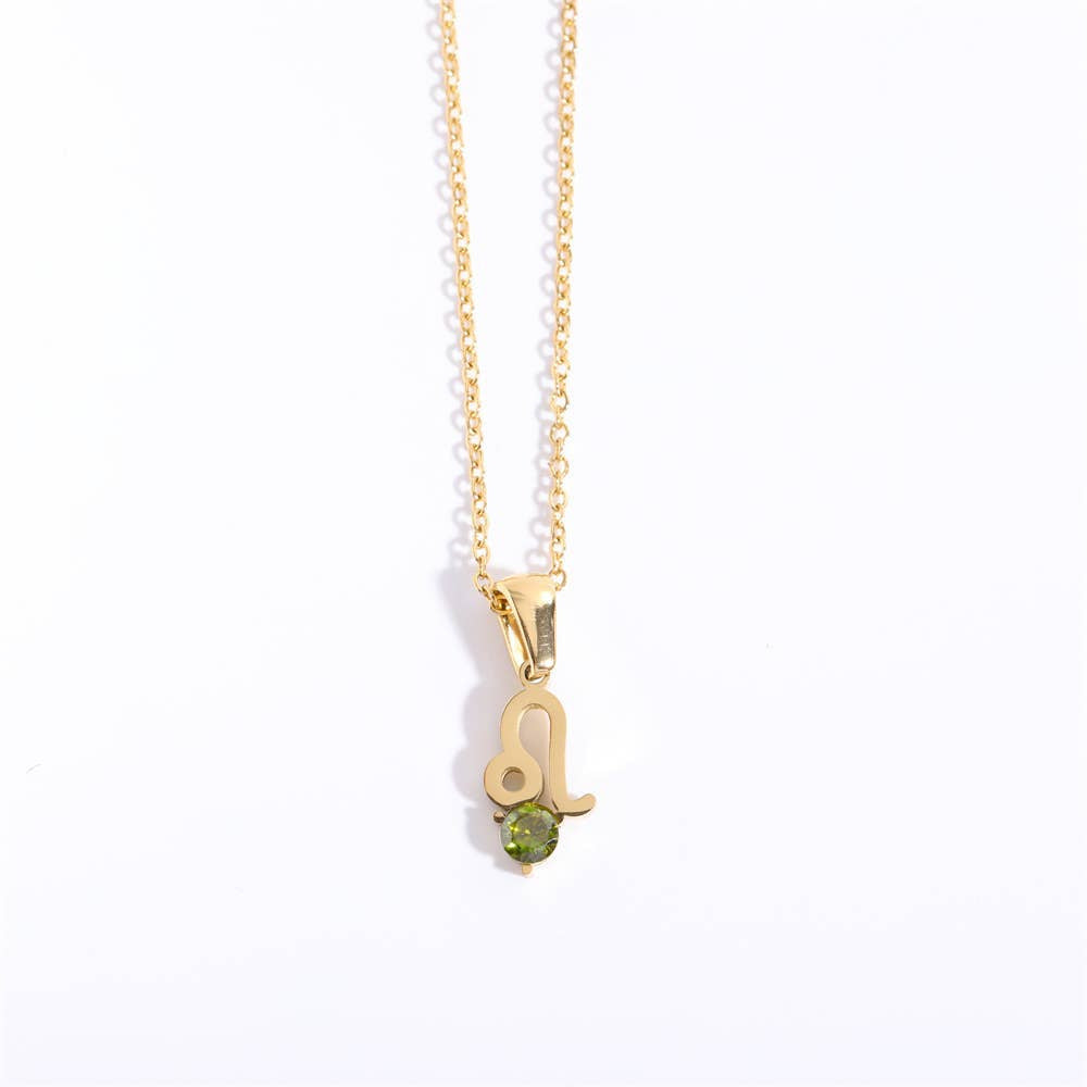 Birthstone Astrology Zodiac Necklace - You Choose Sign