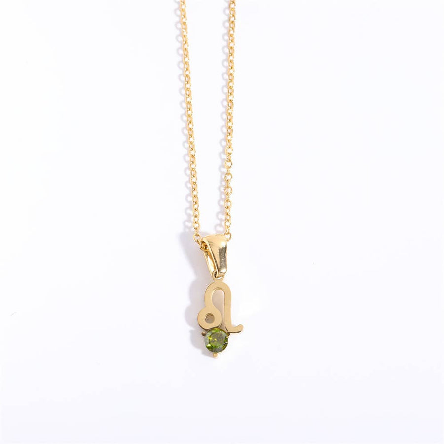 Birthstone Astrology Zodiac Necklace - You Choose Sign
