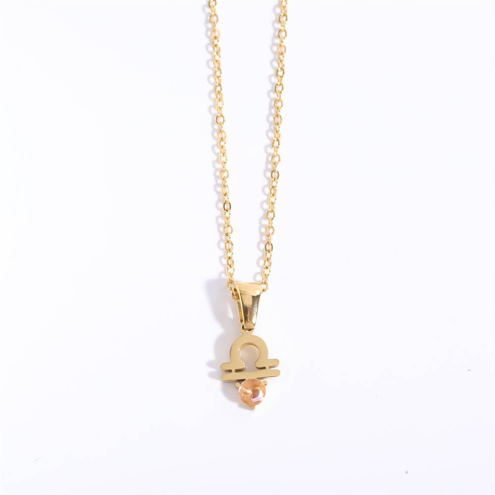 Birthstone Astrology Zodiac Necklace - You Choose Sign