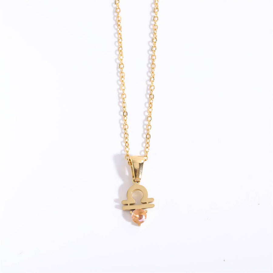 Birthstone Astrology Zodiac Necklace - You Choose Sign