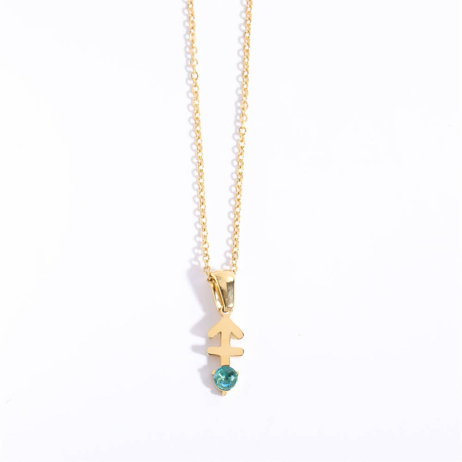 Birthstone Astrology Zodiac Necklace - You Choose Sign