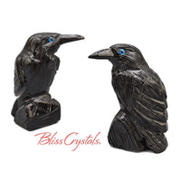 1 Onyx Raven 2.4 inch Crow Hand carved Stone Bird Sculpture 