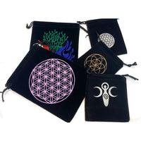 Black Velvet Pouch (Variety) #Q027: Three stylish black bags on a white surface