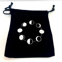 Black Velvet Pouch #Q027 featuring white phases design on a sleek black bag