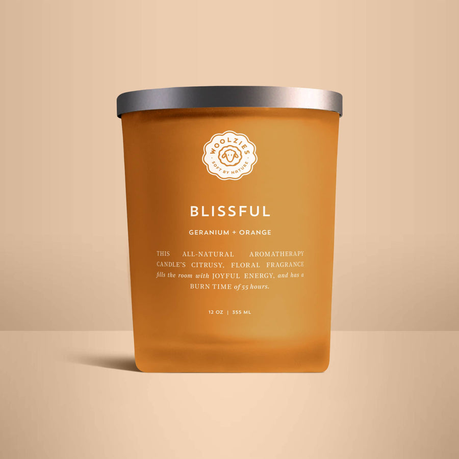Blissful Soy Candle 12oz. w/ Citrine Crystals #LV4384 - $25